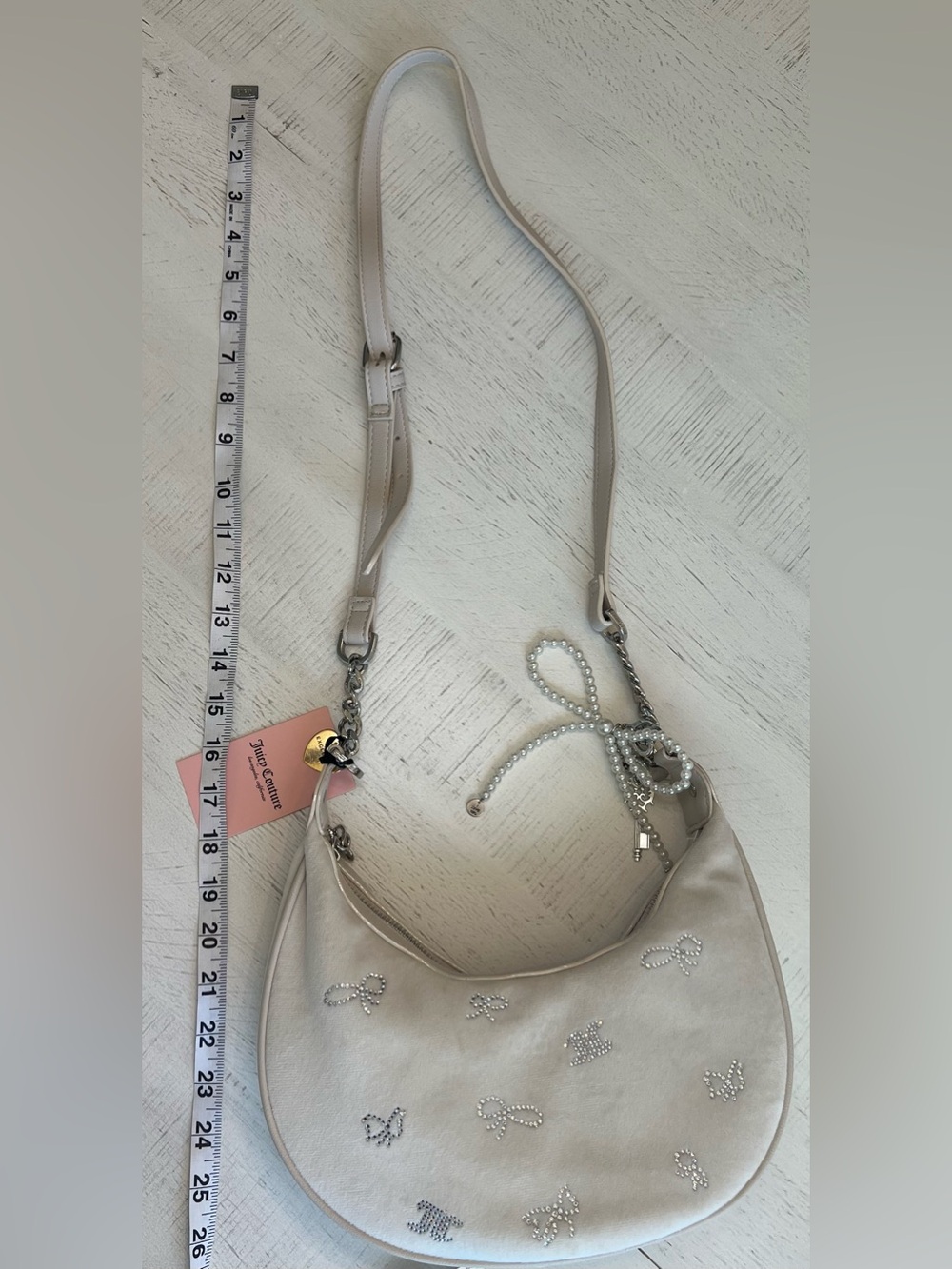 Juicy Couture Cream Pearl-Embellished Shoulder Bag - Picture 4 of 8